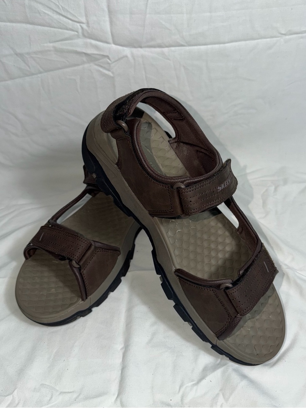 Skechers Tresmen Garo 204105 Men's 13 Brown Relaxed Fit Luxe Foam Sandals